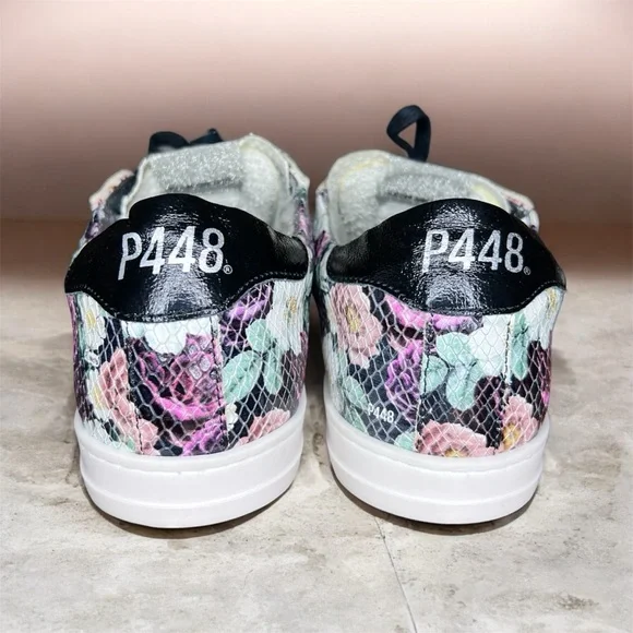 P448 John Flowers Low Top Floral Sneaker Glitter Tab - Picture 4 of 6